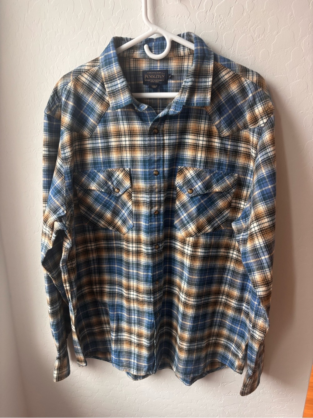 Pendleton Men's Blue Plaid Flannel Shirt NWT